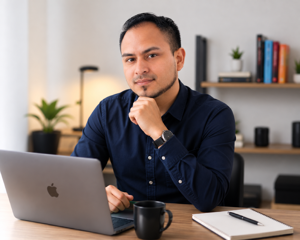 Alberto Pérez trabajando en estrategias de SEO